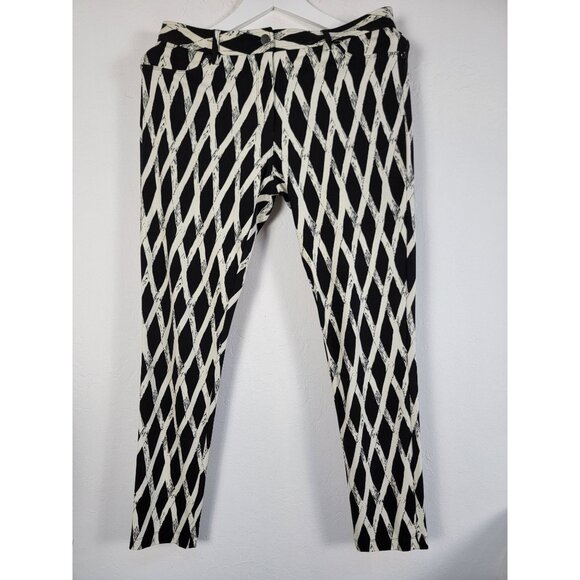 J. McLaughlin Womens Black White Geometric Stretch Skinny Pants Size 10 Casual - Picture 1 of 11